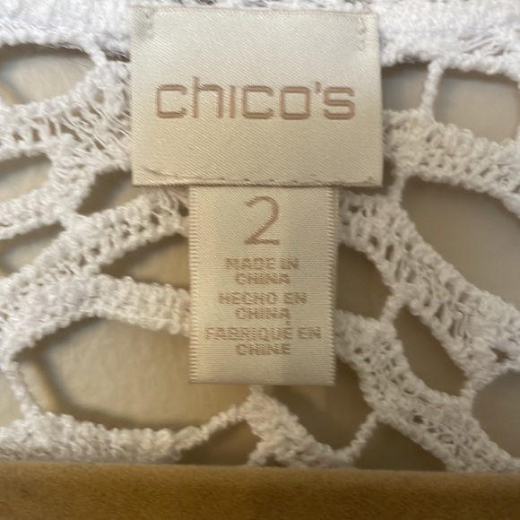 Chico's White Embroidered Open Cardigan Size 2 Large - Picture 5 of 11